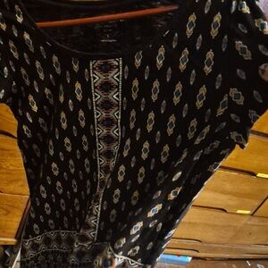Lucky Brand Black Top with Geometric Pattern